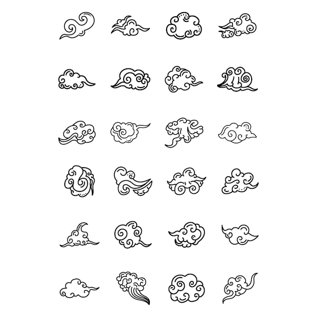 ベクトル 手描き 雲のパターン コレクション 無料ダウンロードベクトル