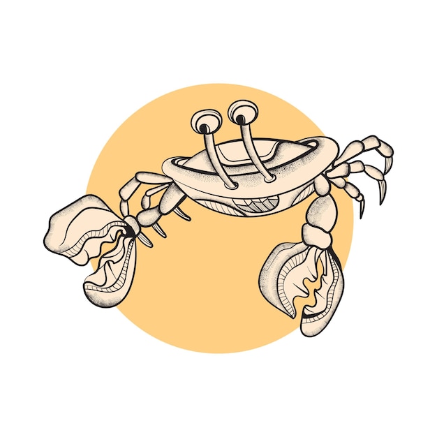 Vector hand drawing crab character vector illustration