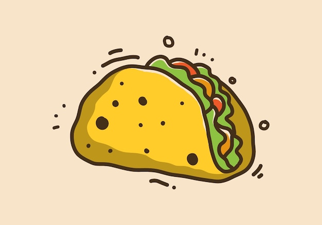 Hand drawing design of mexican food tacos