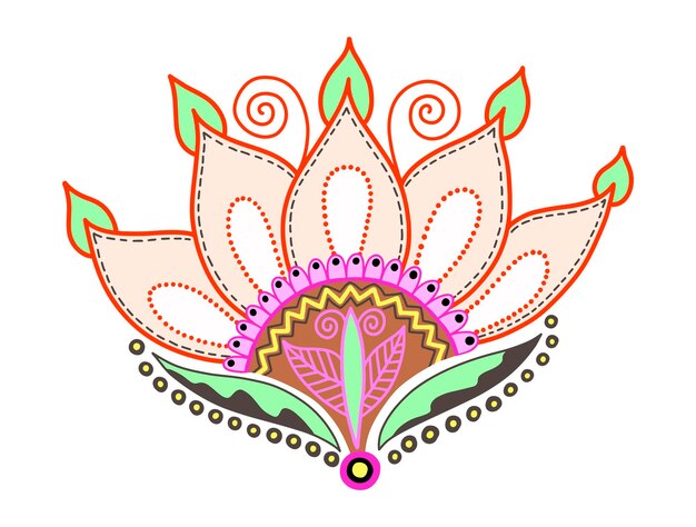 Vector hand drawing of doodle lotus flower for trendy design