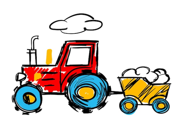 Hand drawing doodle tractor icon