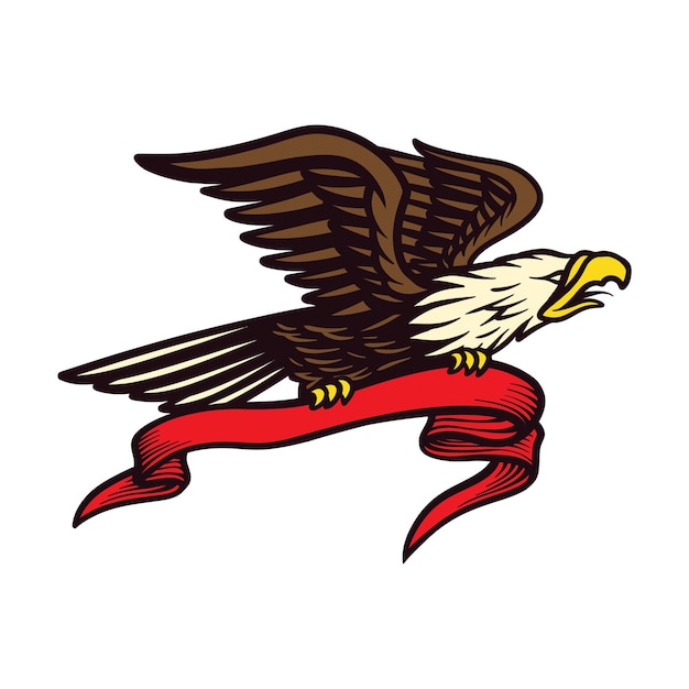 Disegno a mano aquila mascotte americana simbolo logo elemento illustrazione vettoriale