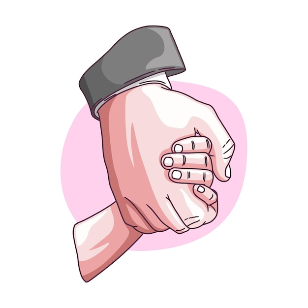 Hand drawing of fathers hand holding hands