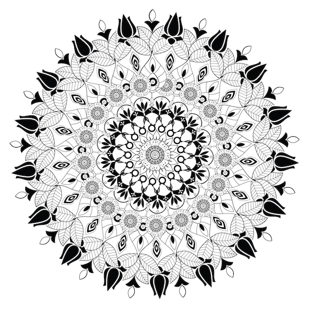 Hand drawing flower coloring mandala page