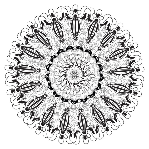 hand drawing flower coloring mandala page