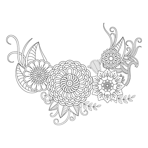 Hand drawing flower coloring Page