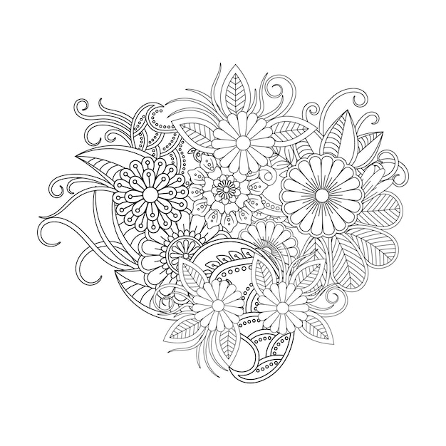 Hand drawing flower coloring page