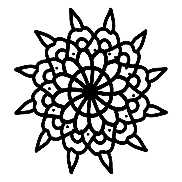 Vector hand drawing flower mandala pattern coloring page