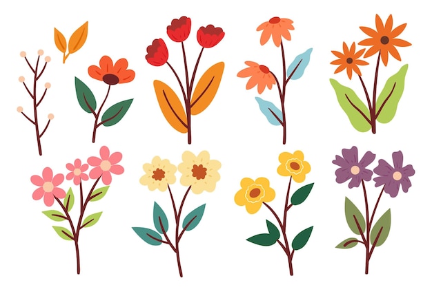 hand drawing flower sticker set