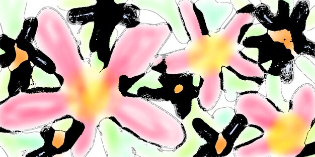 Hand drawing flowers floral background