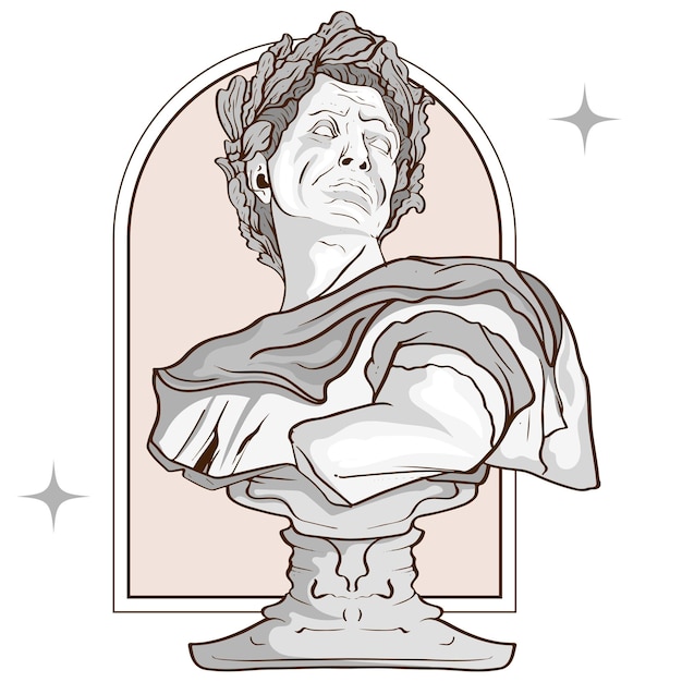 Vettore disegno a mano geek tatuaggi statua vaporwave estetica in stile vintage bianco e nero per i tatuaggi