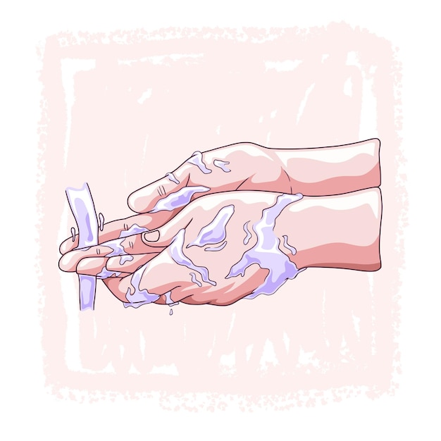 Hand drawing hand washing hands c