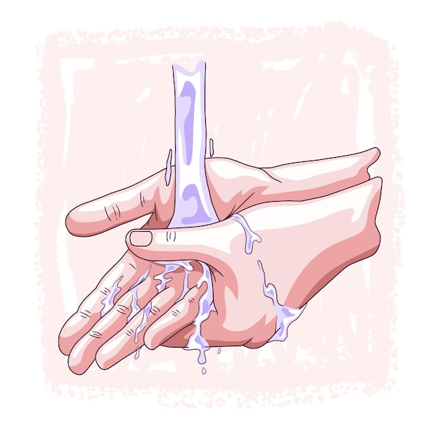 Vector hand drawing hand washing hands a