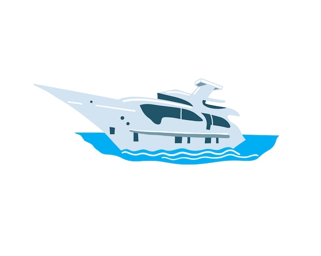 Hand drawing icon of sea yacht in flat style sign symbol vector