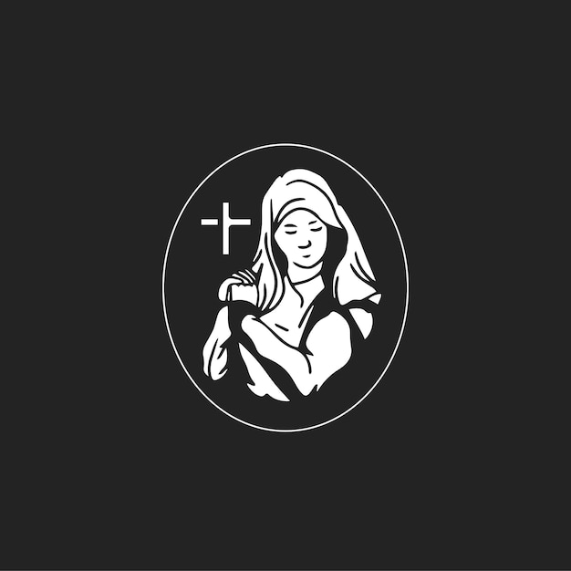 Hand drawing illustration nun logo