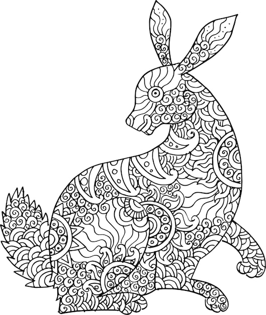 hand drawing illustration rabit vector