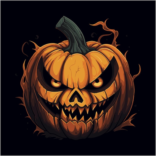 Premium Vector Hand drawing illustration of scary pumpkin