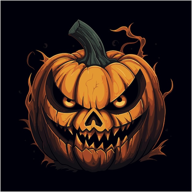 Hand Drawing Illustration of scary pumpkin