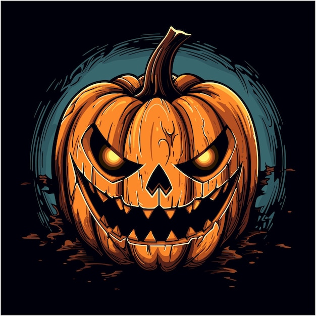 Hand Drawing Illustration of scary pumpkin