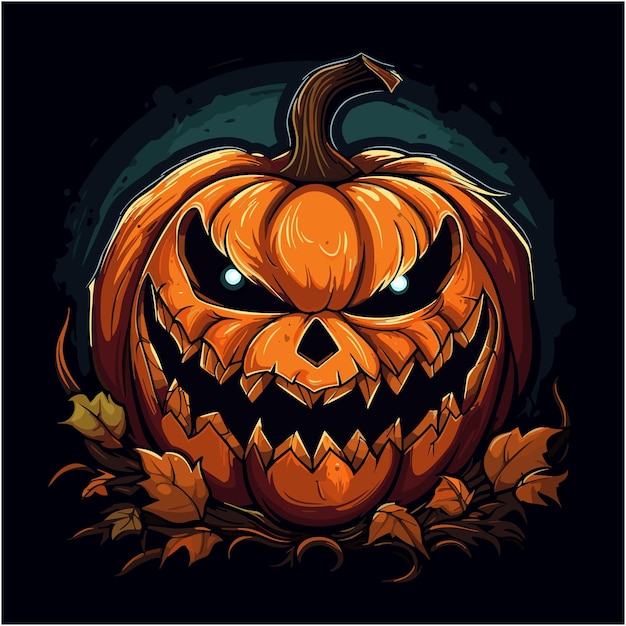 Hand Drawing Illustration of scary pumpkin