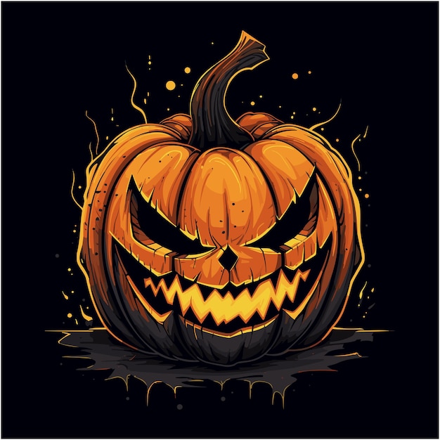 Hand Drawing Illustration of scary pumpkin