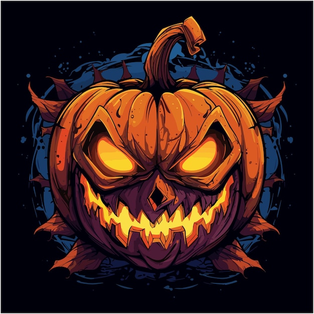 Hand Drawing Illustration of scary pumpkin