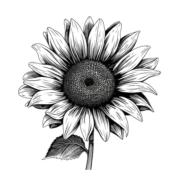 Hand drawing illustration of sunflower