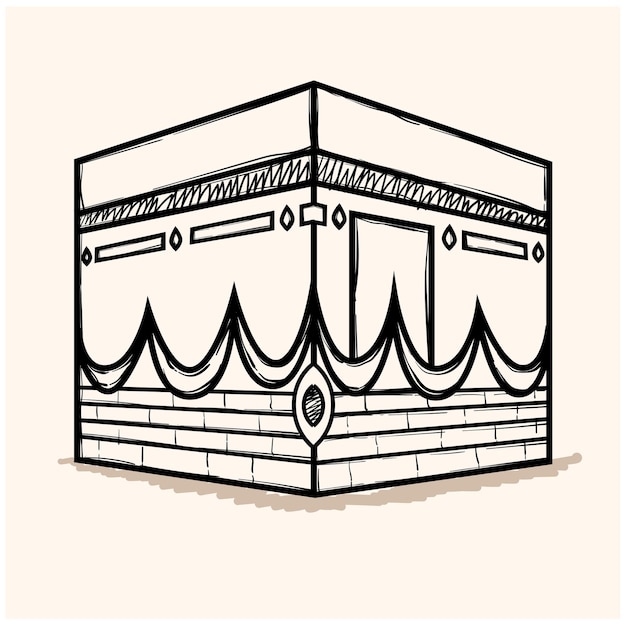 Vector hand drawing kaaba of mecca