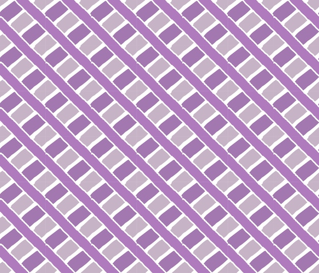 手描きの線ヴィンテージ紫ひし形形飾り背景、交差したストライプ、幾何学的なテクスチャのシームレスなパターン。紫の色