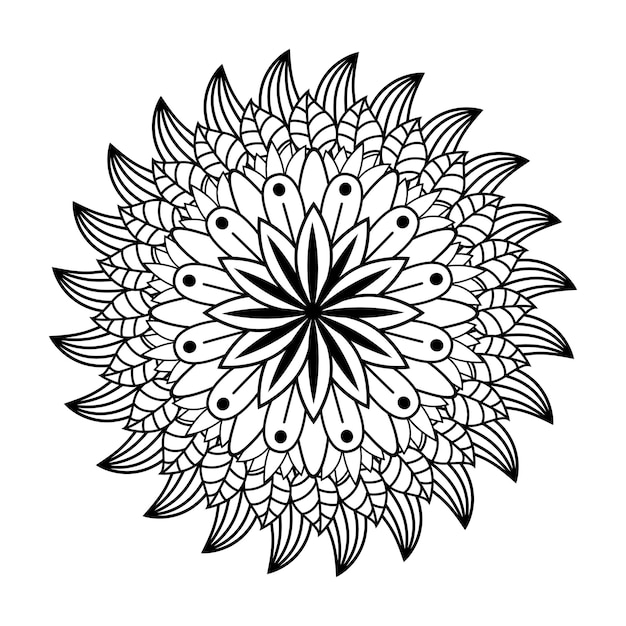 Hand drawing mandala flower pattern coloring page,