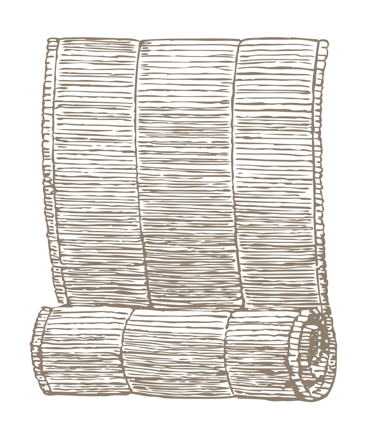 Vector hand drawing of mat roll textured background scroll vector illustration isolated on white