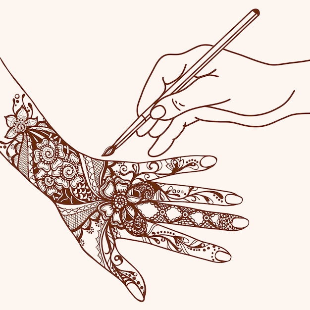 ベクトル 手描きのmehendi