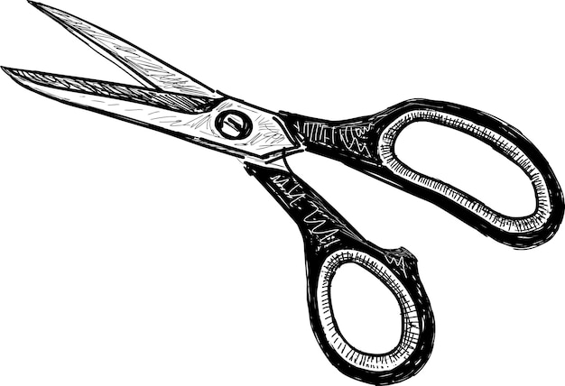 Hand drawing of office scissors