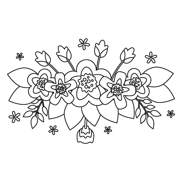 Hand drawing outline coloring flower