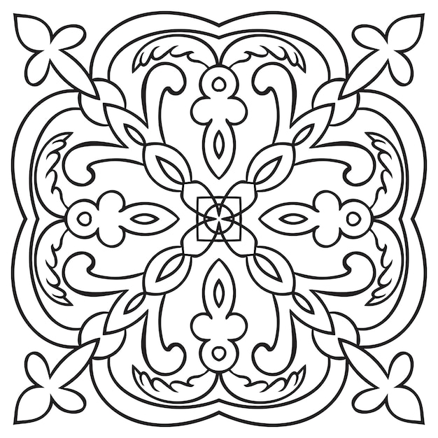 hand drawing pattern for tile in black and white colors italian majolica style