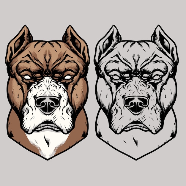 Vector hand drawing pitbull head vector illustration