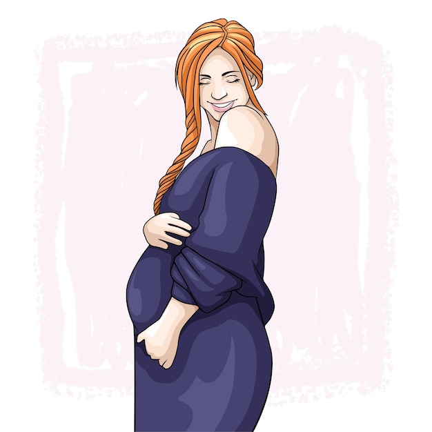 Hand drawing of a pregnant mother for mothers day d