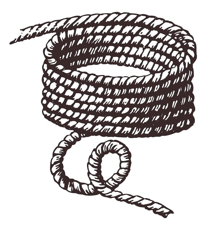 Vector hand drawing of rigging rope skein vector illustration isolated on white