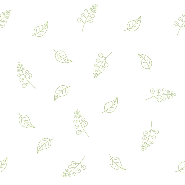 Hand drawing seamless abstract leaf line pattern