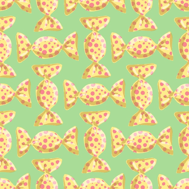 Hand drawing simple seamless pattern with candies sweets