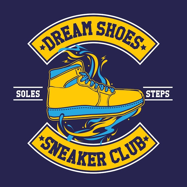 Vector the hand drawing sneaker vector illustration in patch design style dream shoes sneaker club