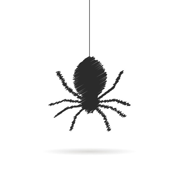 Vector hand drawing spider icon with shadow