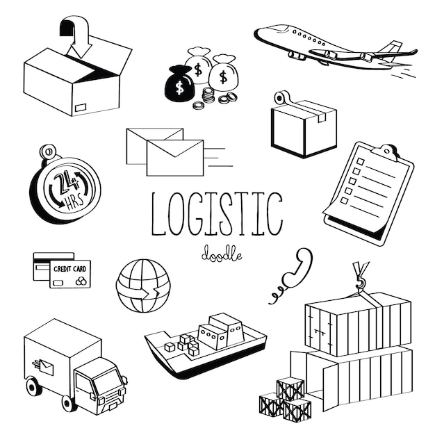 Hand drawing styles logistic. Logistic doodle