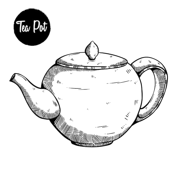 Vector hand drawing tea pot with vintage style