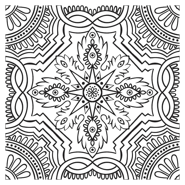 Hand drawing tile vintage black line pattern