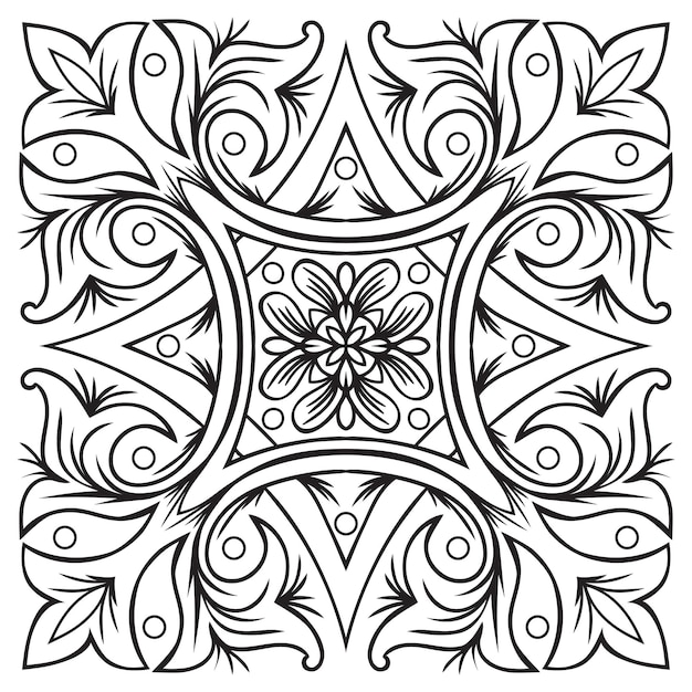 Hand drawing tile vintage black line pattern