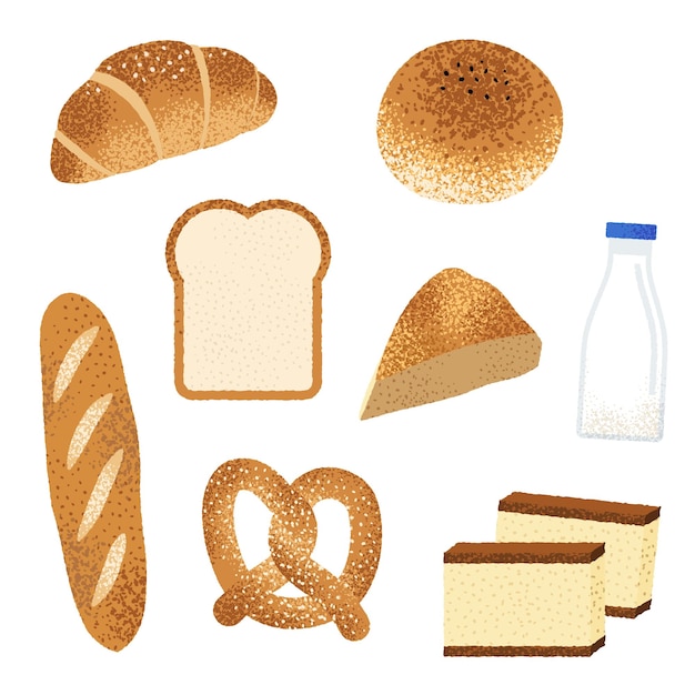 Vector hand drawing various bread illustrations