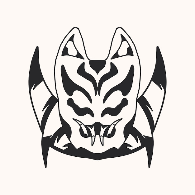 Vector hand drawing vector japanese mask