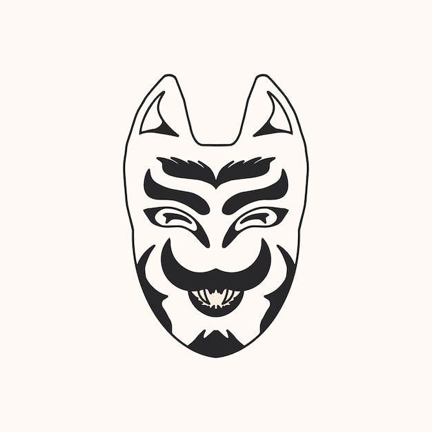 hand drawing vector japanese mask