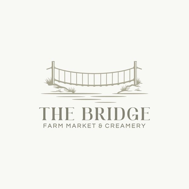 Hand drawing vintage bridge creek logo design